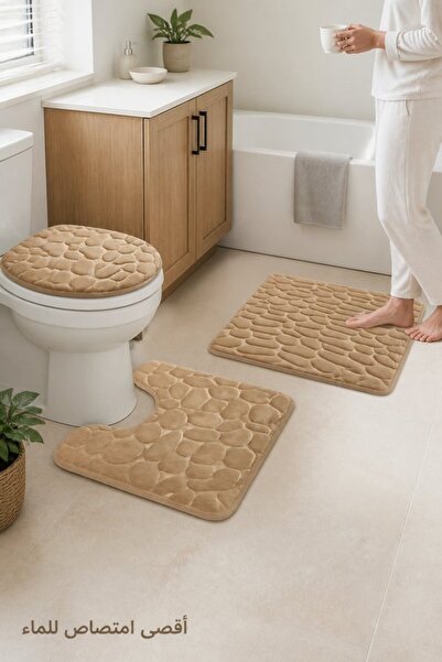 Generic 3 Piece Fiber Absorbent Non Slip Bathroom Mat Set Quick Dry Washable ...
