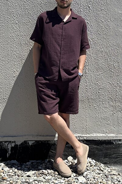 inpool Male, Apash Collar, Summer, 100% Cotton, Muslin Weaving, Top-Down Suit...