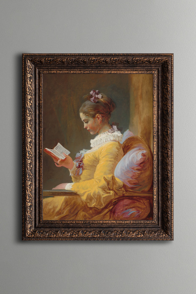 epiqart فتاة تقرأ كتابًا - لوحة بنمط عتيق - نموذج سميك
