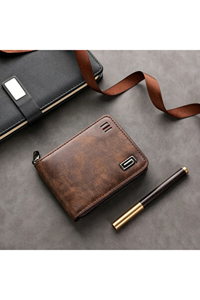 Generic Men Vintage Distressed Leather Zipper Wallet, Multi Card Slots Small ...
