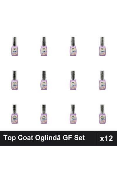 global fashion Pachet 12 Top Coat Efect Oglindă TOP SHINE Nr.04 12ml Fără Str...