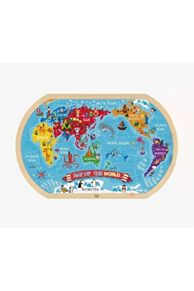 Tooky Toys Ξύλινο Παζλ Παγκόσμιος Χάρτης 36 τεμαχίων για 3+ ετών