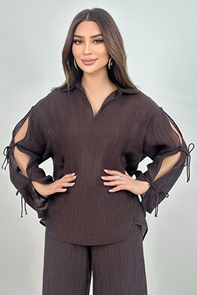 FEVER Yakalı tencel bluz