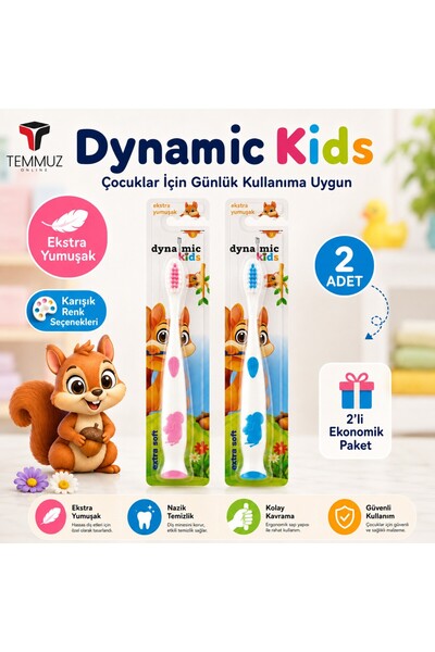 Dynamic Kids Ekstra Soft Çocuk Diş Fırçası 2 Adet Tekli Ambalajlı Karışık Renk