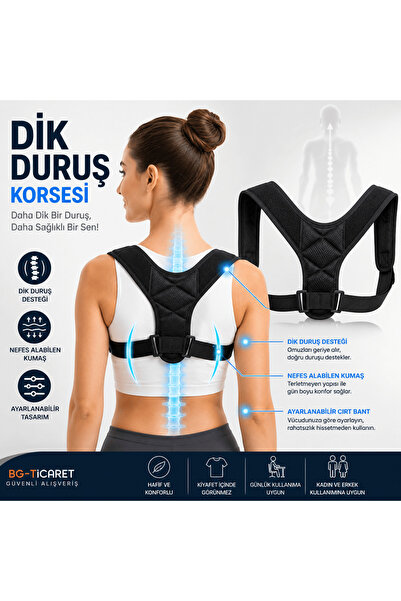 bgvibe Dik Duruş Korsesi Postür Düzeltici Sırt Ve Omuz Destekleyici Skolyoz A...