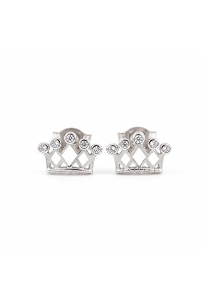 JOLIE Women's Earrings in 925 Silver, Silver, Crown Model with 5 Stones, Eleg...