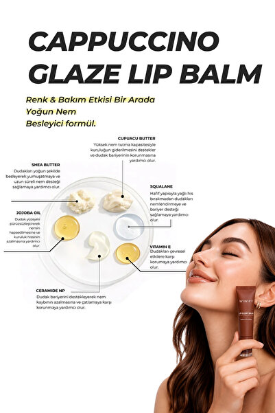 WIWIFY Lip Glow & Protect Set, Hydrating Lip Balm + Guava Glaze Balm+ Cappuccino Glaze Balm | Squalane