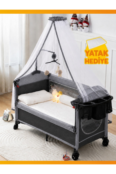 modabebekler Anne Yanı Asansörlü Cibinlikli Katlanır Tekerlekli Çantalı Park ...