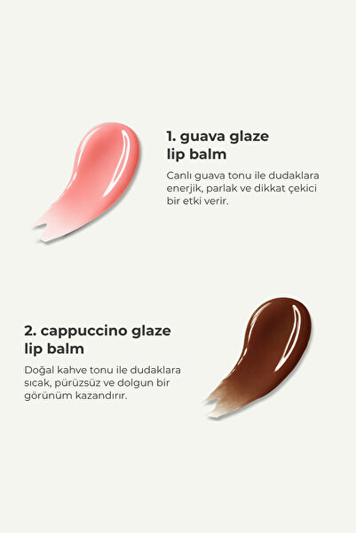 WIWIFY Warm & Juicy Lip Duo, Guava Glaze Balm + Cappuccino Glaze Balm| Shea Butter, Squalane, Ceramide
