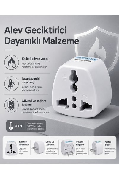 Derwell ABD US Fişli Priz Dönüştürücü Adaptör Universal Seyahat Priz Çevirici EU UK AU CN Giriş Destekli Çok Amaçlı Dünya Priz Adaptörü Telefon Laptop Şarj Cihazı Uyumlu Beyaz