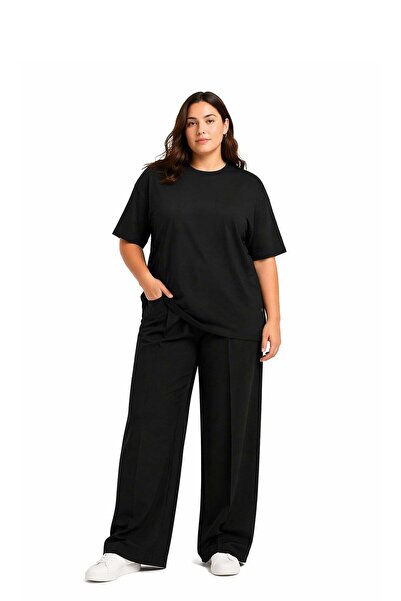 Espina Premium Women's Basic Oversize Large Size Short Sleeve T-Shirt