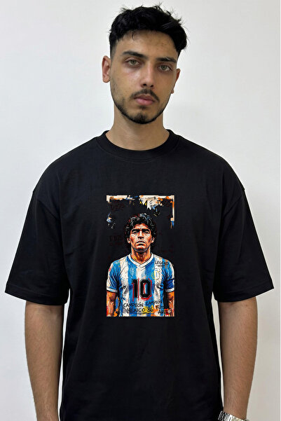 Anetos D10S Design Printed Oversize Black T-Shirt