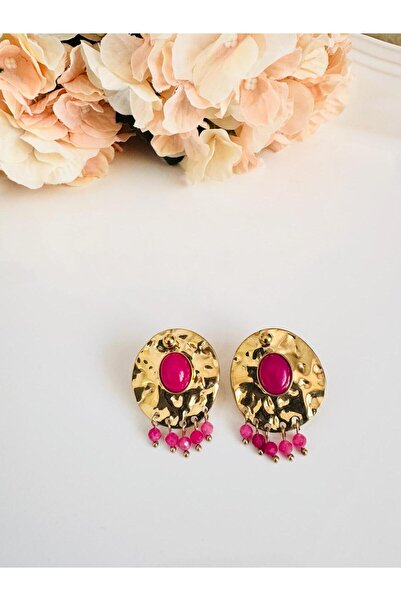 DEVİ fashion Steel Natural Stone Vintage Earrings 3 cm