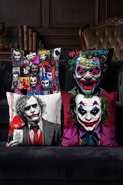 EVPANYA Joker Patterned 4-Piece Throw Pillow Cover Set
