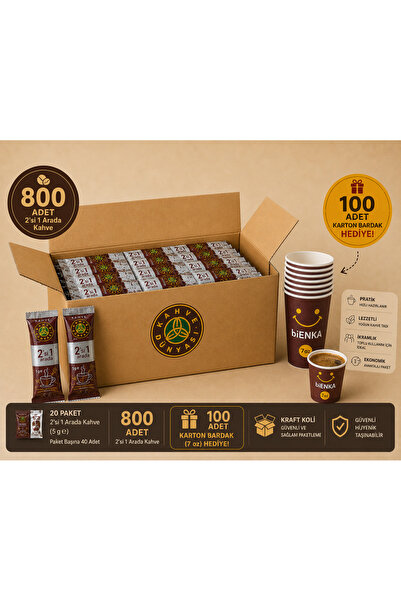 Kahve Dünyası 800 Pieces of 2-in-1 Instant Coffee (20 Packs X 40 Pieces) + 10...