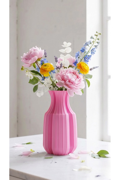 END Design Vază decorativă din bioplastic cu nervuri 3DBaskı – Design minimal...