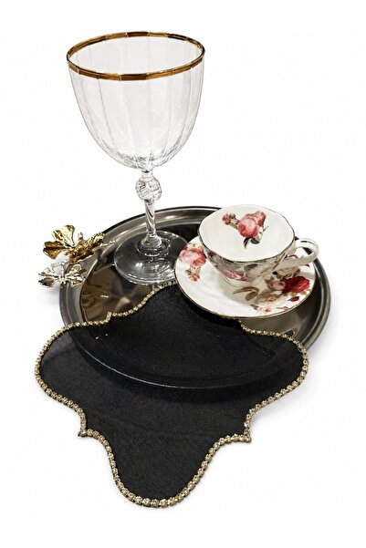 NURHAN HOME COLLECTION 2 Pieces of Crystal Stone Noir Coffee Side Cocktail Pr...
