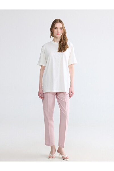 LC Waikiki Lcw Modest Pink Elastic Waist Carrot Cut Women's Trousers