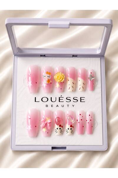Louesse Beauty 3D Kore Kawaii Takma Tırnak | Çiçek, Kelebek, Kurdele, Karakte...