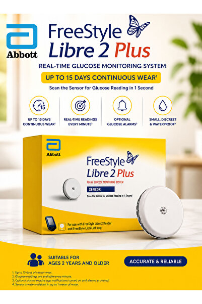 FreeStyle Libre Abbott 2 Plus Sensor 1 Pack Continuous Glucose Monitoring CGM...
