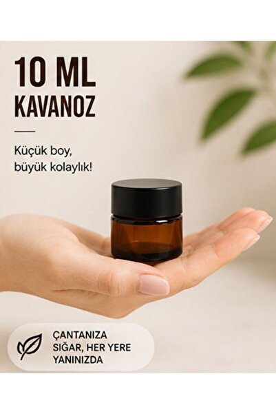 Kozpak 1 adet 10 ml Amber Cam Kavanoz Siyah Kapaklı Kozmetik Krem Balm Kabı