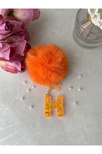 Bellinzona H Letter Vip Orange Orange Glitter Charm&Keychain [with Pompom Opt...