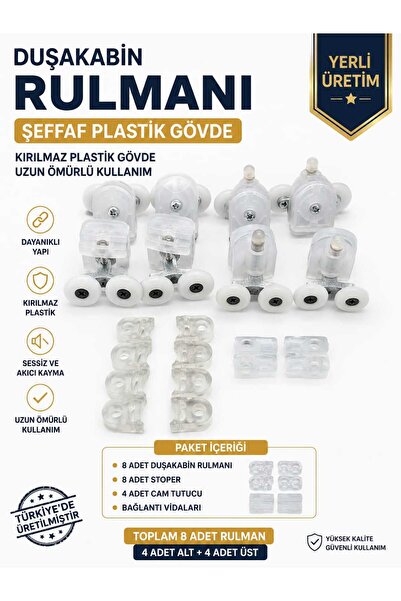 plutus yapı Duşakabin Rulman tekerleği 8 adet (4 alt 4 üst 1 takım) Rulman