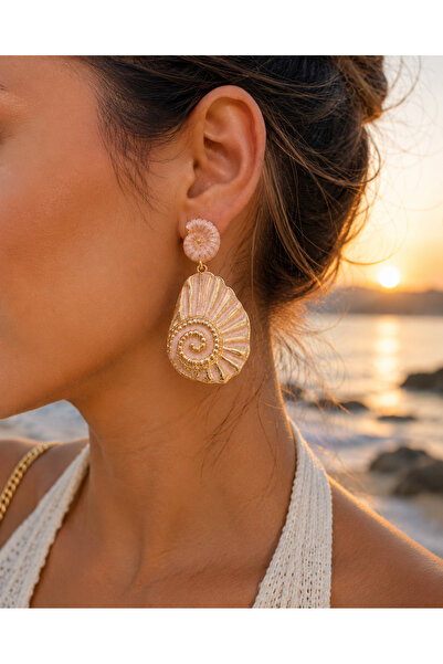 POYASE Pink Seashell Patterned Dangle Earrings |   Summer Themed Stylish Wome...