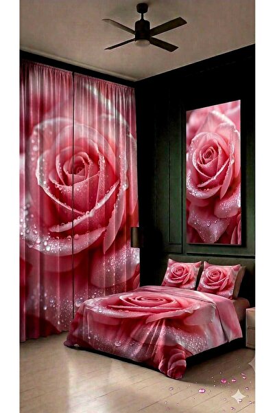 Elmas Dizayn 240*280 cm Double Wing 2 Pieces Background Curtain and 240*260 c...