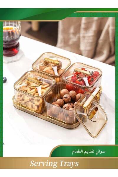 Anmi Snack Serving Platter Set – Divided Serving Tray with 4 Removable Dish B...