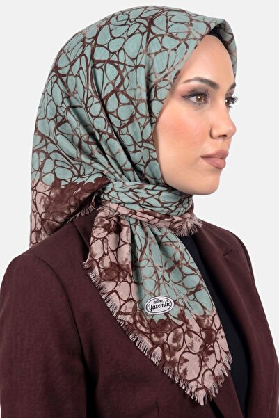 hadiora Women's Green Patterned Flared Cotton Scarf