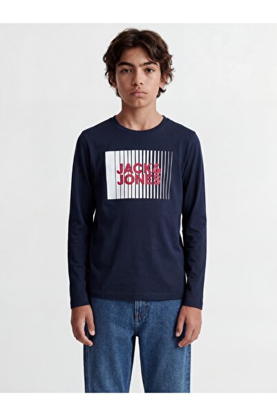 Jack & Jones Момчешка тениска с кръгло деколте, дълъг ръкав, изработена от ор...