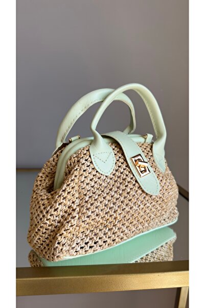 chocolatebag Women's Straw Scholar Hand and Shoulder Bag Isabel Green