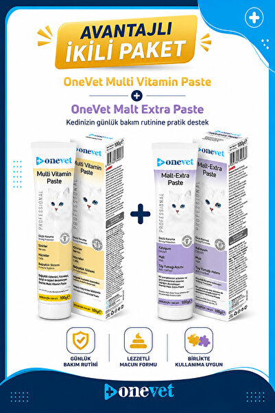 OneVet Multi Vitamin Paste + Malt Extra Paste Kediler İçin 2 x 100 g