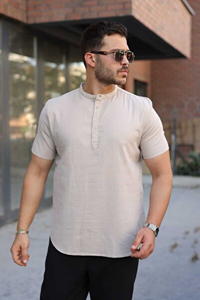 Newelli Hakim Yaka Pamuk Oxford Kumaş Yarım Pat Düğmeli SlimFit Gömlek