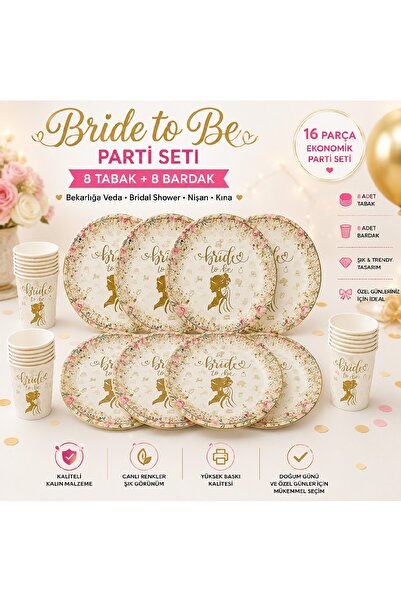 Bkmc ✨   Bride to Be Party Set 16 Pieces |   8 Plates 8 Cups |   Bachelorette...