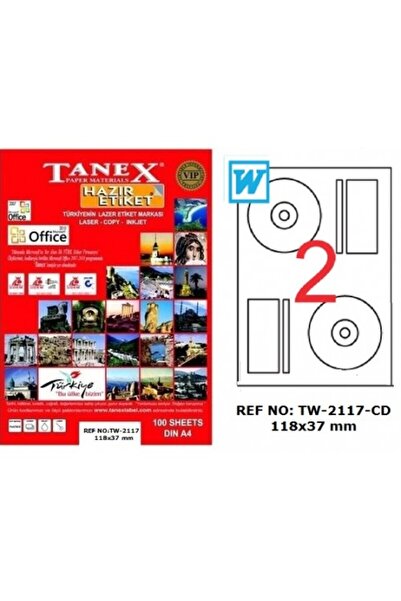 Tanex Label Tw-2117 Cd Label 118X37 100 Sheets A4