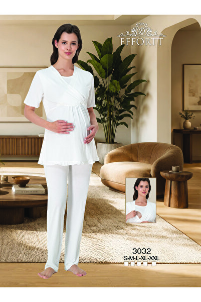 EM&FA TEKSTİL Pregnant Women's Breastfeeding Detailed Pajama Set