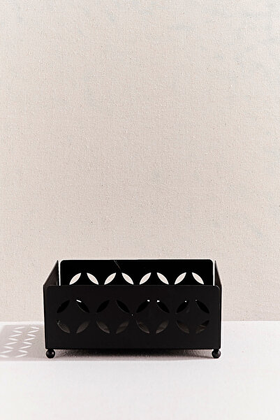Paşabahçe Petal Metal Square Napkin Holder Black, Stylish Tableware Accessory
