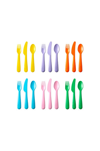 IKEA Kalas Children's Fork Spoon Knife Set, Multi-Colored, 18 Pieces