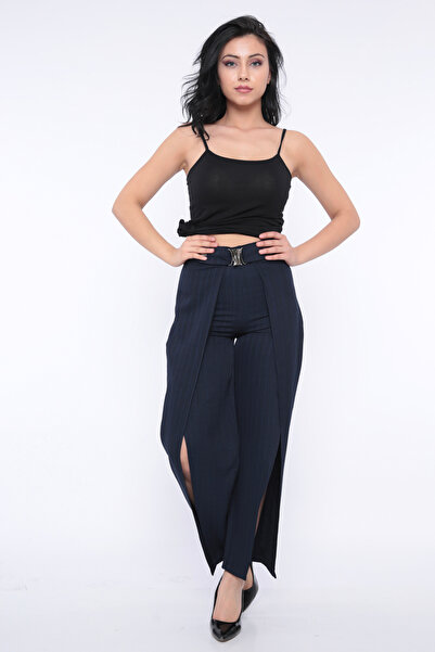 FIRST STYLE Women's Blue Striped Turkish Pants