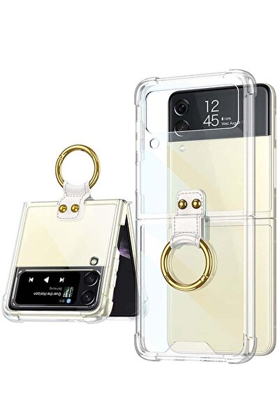 Generic Samsung Z Flip 4 Case, Galaxy Z Flip 4 Clear Case with Ring Stand Pro...