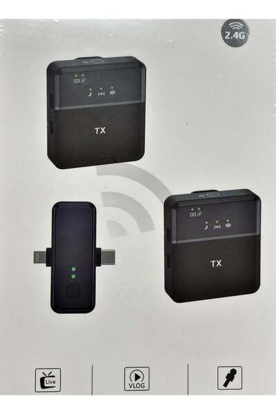 TX 3-in-1 Square Wireless Lavalier Microphone for iPhone Android, Camera & Sp...
