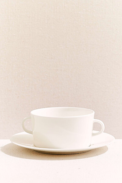Paşabahçe Blank 2 Porcelain Soup Bowl with Plate, Tableware Accessory, 1 Piece