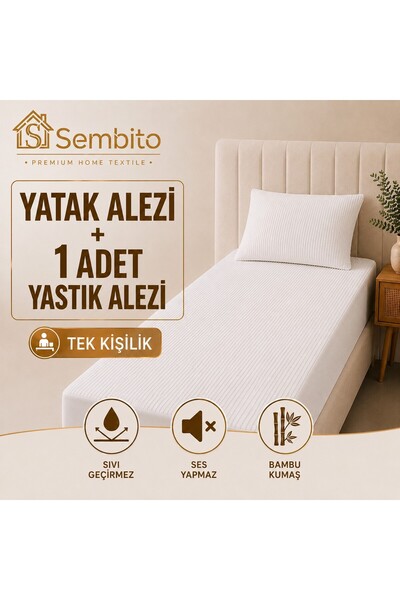 SEMBİTO %100 Premium Bambu Tek Kişilik Alez Seti: 1 Adet Premium Bambu Yatak ...