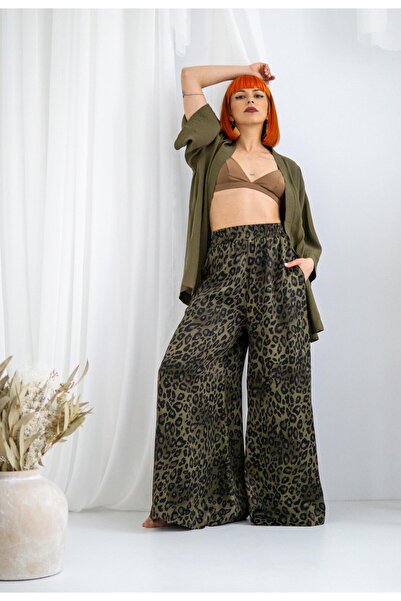 Gabriela Atanasiu Design Φυσικό μεταξωτό παντελόνι, φαρδύ και άνετο, με anima...