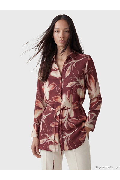 LC Waikiki Floral Belted Women's Shirt Tunic