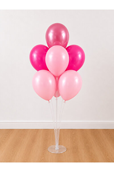Balonsan Pink Fuchsia Chrome Pink 7 Balloons Balloon Stand for 7 Balloons