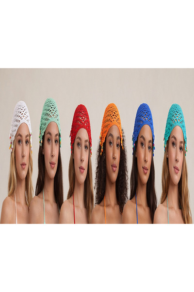 %100 El Örgüsü Bandana / Yazlık Crochet Şapka / Bohem / Plaj Bere / Kadın - Çocuk Aksesuar / İsteğe Özel Yapılır
