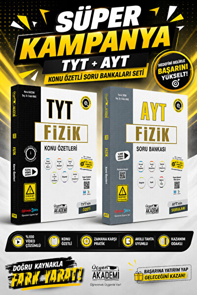 Üçgen Akademi Süper Kampanya TYT+AYT Fizik Soru Bankası -2 Kitap